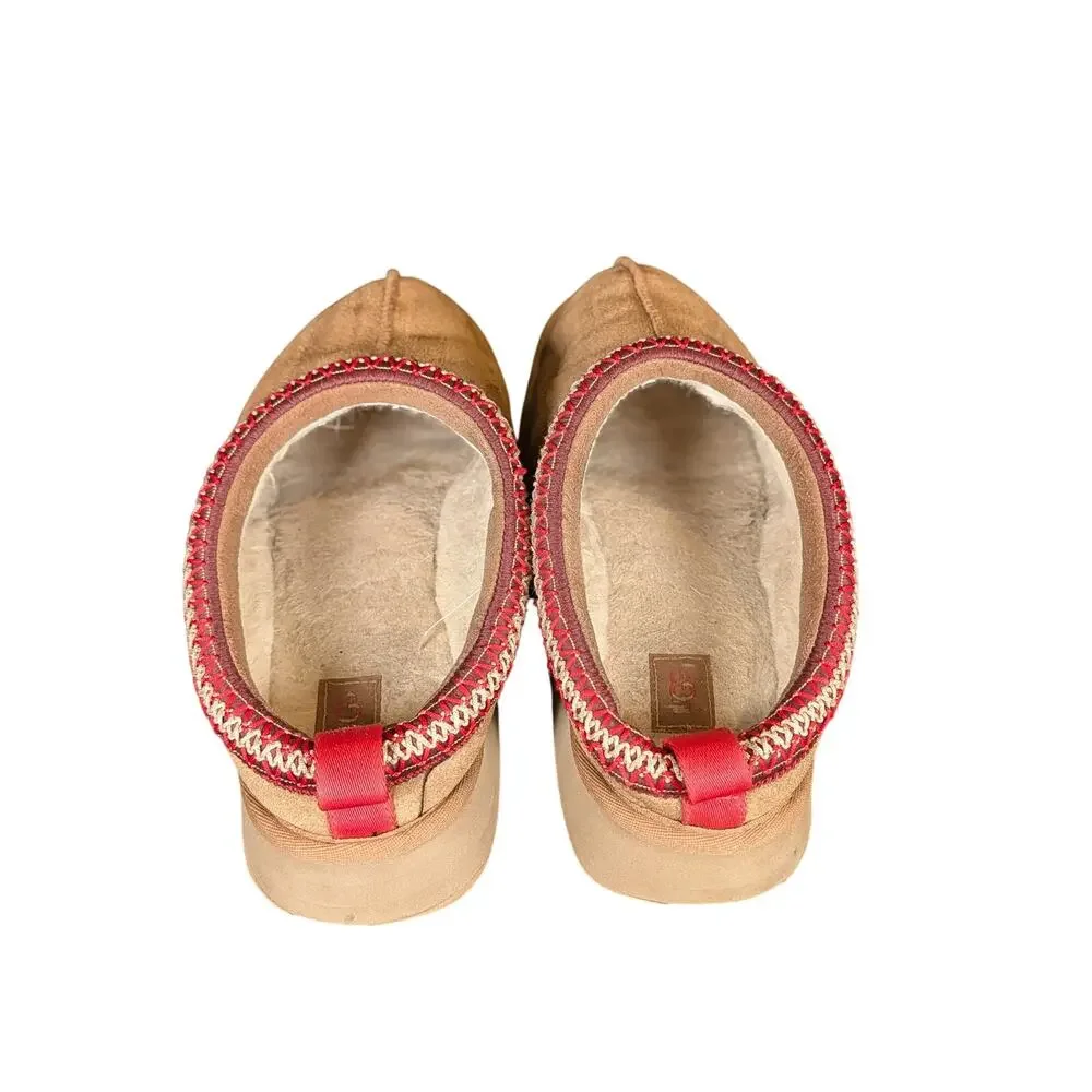 UGG Tasman Slippers Chestnut Suede Sheepskin Slip On House Shoes Men Women